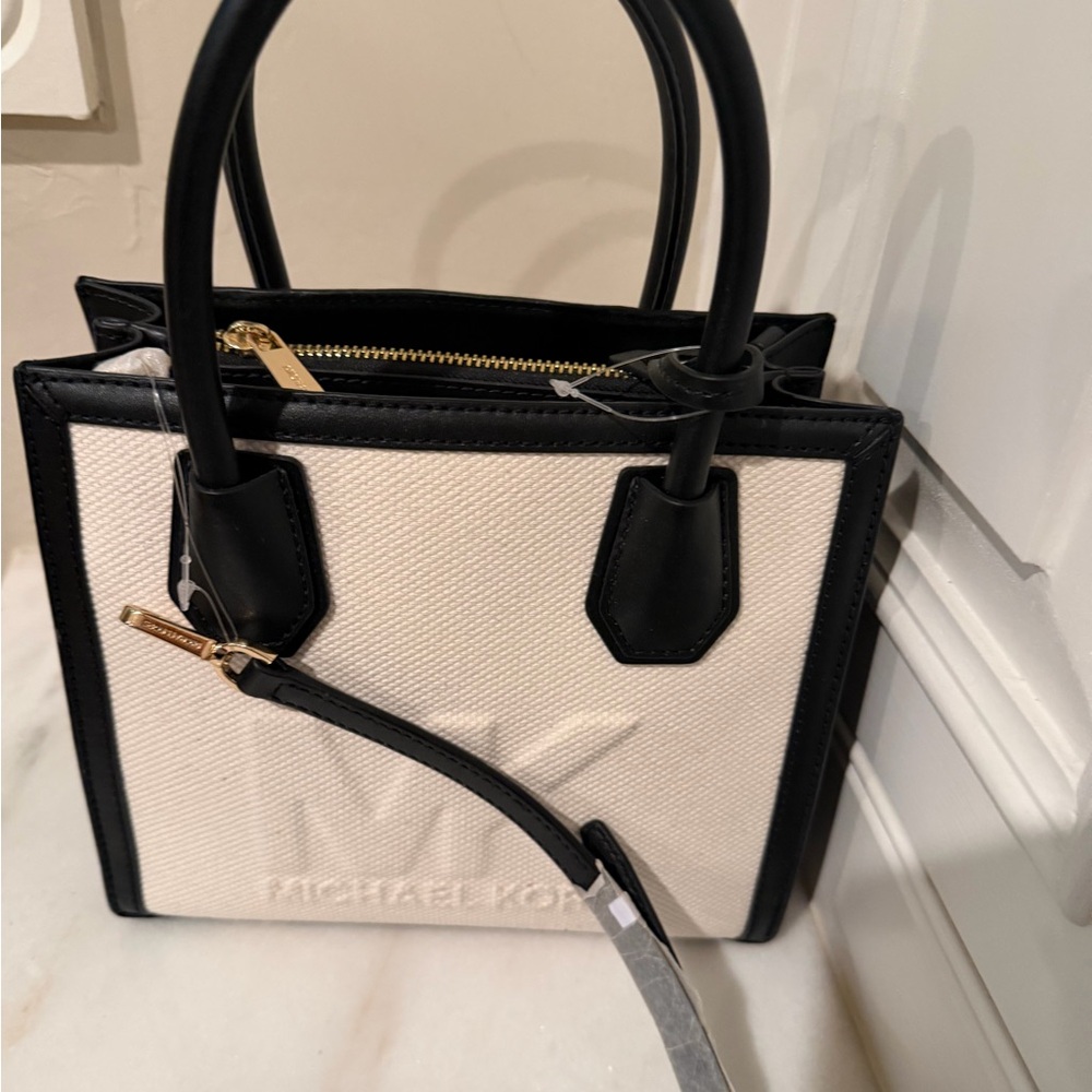 Michael Kors Black and Cream Satchel